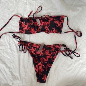 ROMWE bikini size s- Chinese dragon print black and red